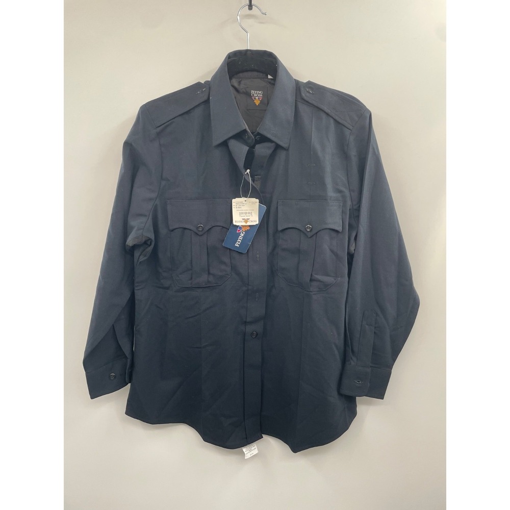 NWT Flying Cross Command Uniform Shirt Women's 38 Dark Navy Long Sleeve Collared